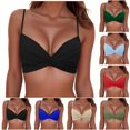 thumbnail image 1 of MGDXOX Women's Fashion Bikini Top Push Up Casual Solid Color Twist Front Swimsuit Top Only Padded Bra Bathing Suit Red XXL, 1 of 6
