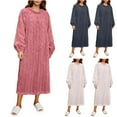 thumbnail image 1 of MGDXOX Women's Flannel Nightgown Fuzzy Fleece Cozy Plush Warm Winter Maxi Dress Loungewear Sleepdress Crew Neck Nightdress Gray L, 1 of 7
