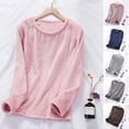 thumbnail image 1 of MGDXOX Women's Flannel Pajamas Tops Long Sleeve Thermal Pullover Winter Warm Crewneck Shirts Soft Fuzzy Loungewear Dark Gray L, 1 of 4