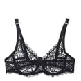 thumbnail image 1 of MGDXOX Women's Full Sheer Floral Lace Unlined Wireless Bra, Thin Adjustable Strap Plus Size Elegant Lingerie Bra Black 40, 1 of 5