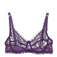 thumbnail image 1 of MGDXOX Women's Full Sheer Floral Lace Unlined Wireless Bra, Thin Adjustable Strap Plus Size Elegant Lingerie Bra Purple 34, 1 of 4
