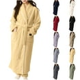 thumbnail image 1 of MGDXOX Women's Fuzzy Fleece Long Robe Solid Color Plush Kimono Warm Thick Fluffy Oversized V Neck Loungewear Maxi Bathrobe Black M, 1 of 4