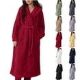 thumbnail image 1 of MGDXOX Women's Fuzzy Fleece Long Robe Solid Color Plush Kimono Warm Thick Fluffy Oversized V Neck Loungewear Maxi Bathrobe Black XL, 1 of 4