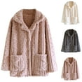 thumbnail image 1 of MGDXOX Women's Fuzzy Fleece Pajama Tops Notch Lapel Button Down Sleepwear Soft Plush Warm Winter Coat Jacket with Pockets Pink XL, 1 of 9