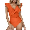 thumbnail image 1 of MGDXOX Women's High Waisted Bikini Sets Tummy Control Swimsuits Two Piece Full Coverage Cute Ruffle Bathing Suit Orange XL, 1 of 4