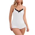 thumbnail image 1 of MGDXOX Women's Lace Trim One Piece Sleepwear Spaghetti Strap Backless Cami Romper Casual Pajamas Loungewear White M, 1 of 6