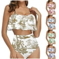 thumbnail image 1 of MGDXOX Women's Layered Ruffle Bikini High Waisted Bikini Sets Spaghetti Bandeau Swimsuit Two Piece Fashion Bathing Suit Purple S, 1 of 6