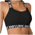 thumbnail image 1 of MGDXOX Women's Love Print Sports Bra Crisscross Back High Support Padded Wireless Yoga Workout Push Up Bras Black S, 1 of 5