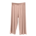 thumbnail image 1 of MGDXOX Women's Modal Stretchy Relaxed Lounge Capris Capri Pajama Pants Comfy Lounge Pj Bottoms Soft Casual Sleep Pants Khaki L, 1 of 6