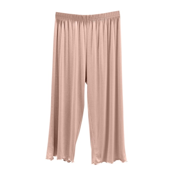 MGDXOX Women's Modal Stretchy Relaxed Lounge Capris Capri Pajama Pants Comfy Lounge Pj Bottoms Soft Casual Sleep Pants Khaki L