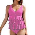 thumbnail image 1 of MGDXOX Women's One Piece Swimsuit Tummy Control Slimming Bathing Suit Layered Ruffle Flowy Pleated Full Coverage Swimwear Pink L, 1 of 6