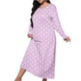 thumbnail image 1 of MGDXOX Women's Plus Size Nightgowns Polka Dot Printed Nightdress Crew Neck Comfy Loungewear Soft Long Sleeve Pajamas Pink XXL, 1 of 6