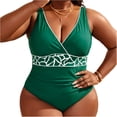 thumbnail image 1 of MGDXOX Women's Plus Size One Piece Swimsuits Tummy Control Bathing Suit Ruched V Neck Modest Swim Suits Summer Swimwear Green XL, 1 of 8