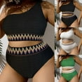 thumbnail image 1 of MGDXOX Women's Plus Size One Shoulder Swimsuits Two Piece Bathing Suits Oversized High Waisted Tummy Control Bikinis White XL, 1 of 6