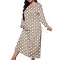 thumbnail image 1 of MGDXOX Women's Plus Size Pajamas Polka Dot Printed Nightdress Crew Neck Comfy Loungewear Soft Long Sleeve Sleepwear Khaki XXXL, 1 of 6