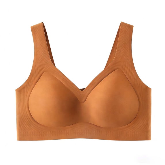 MGDXOX Women's Plus Size Seamless Wireless Minimizer Bra Full Coverage Supportive Comfortable T-Shirt Bras for Daily Wear Orange M
