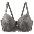 thumbnail image 1 of MGDXOX Women's Plus Size Underwire Push-Up Lace Bras Comfortable Full Coverage Breathable Everyday Minimizer Bra Gray M, 1 of 3