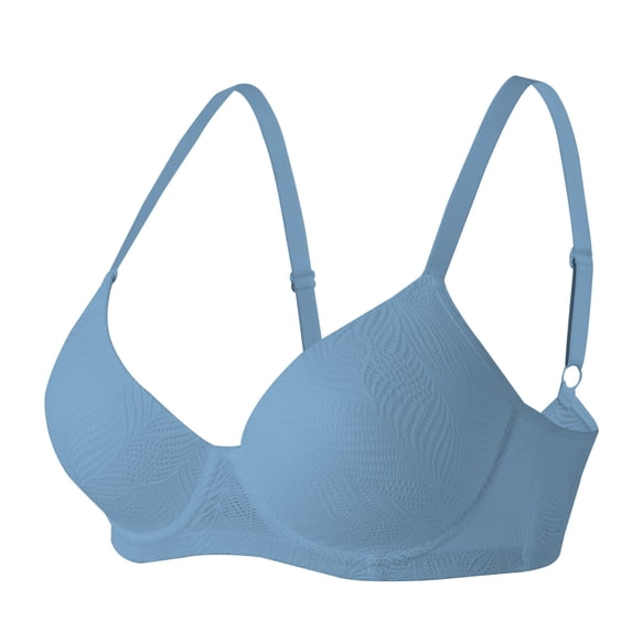 MGDXOX Women's Push Up Bra Underwire Comfortable Breathable Support Thin Solid Color Triple Layered T-Shirt Bra Dark Blue L