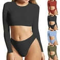 thumbnail image 1 of MGDXOX Women's Rash Guard Two Piece Swimsuit Long Sleeve Swim Top with Bikini Bottom Tankini Set High Waist Bathing Suit Red XXL, 1 of 4