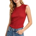 thumbnail image 1 of MGDXOX Women's Ribbed Cap Sleeve Tank Top Round Neck Form Fitting Sleeveless Blouse Basic Casual Layering Top for Everyday Wear Red XXL, 1 of 7