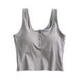 thumbnail image 1 of MGDXOX Women's Ribbed Knit Button Front Crop Top Sleeveless Scoop Neck Tank Top for Loungewear & Layering Gray S, 1 of 9