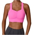 thumbnail image 1 of MGDXOX Women's Seamless Ribbed Wireless Sports Bra Yoga Crop Tank Tops V Neck Crop Tops Stretch Athletic Workout Cami Top Pink M, 1 of 5