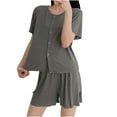thumbnail image 1 of MGDXOX Women's Short Sleeve Crew Neck Modal Pajama Set Casual Loungewear Two Piece Sleepwear Loungewear Outfit Gray M, 1 of 2