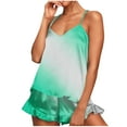 thumbnail image 1 of MGDXOX Women's Silk Pajama Sets 2 Piece Satin Pj Set Tank Top and Shorts Casual Ruffles Gradient Color Print Soft Nightwear Green S, 1 of 8