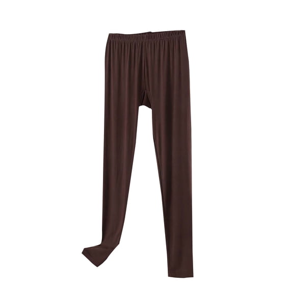 MGDXOX Women's Soft Modal Leggings Elastic Waist Slim-Fit Lounge Pants Comfortable Stretchy Sleepwear Bottoms Brown L