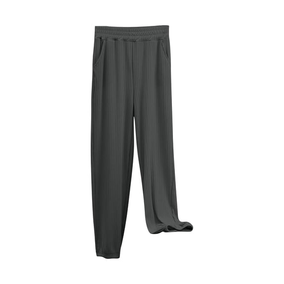 MGDXOX Women's Soft Ribbed Lounge Pants Elastic Waist Loose Fit Sleepwear Bottoms Comfortable Stretchy Pajama Pants with Pockets Gray XXL