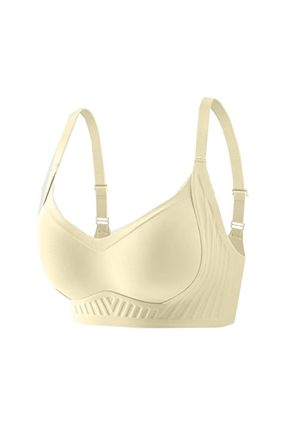Women's Soft Support Lifting Smooth Invisibles Wireless Lightly Lined Comfort Bra Gathering Sagging Bras Beige XXL