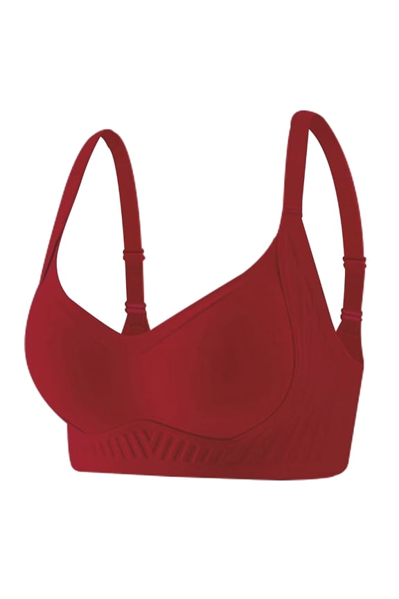 Women's Soft Support Lifting Smooth Invisibles Wireless Lightly Lined Comfort Bra Gathering Sagging Bras Red XXL