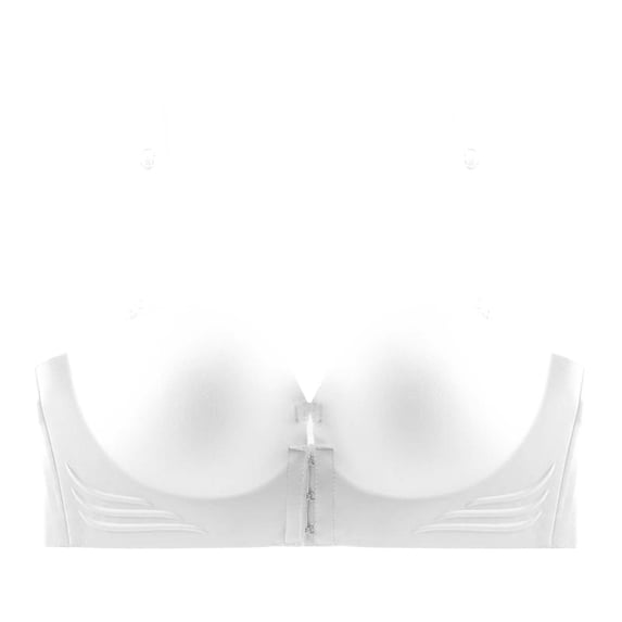 MGDXOX Women's Strapless Front Closure Bra Seamless Push Up Padded Wireless Invisible Bandeau Bras for Backless Dress Silver M