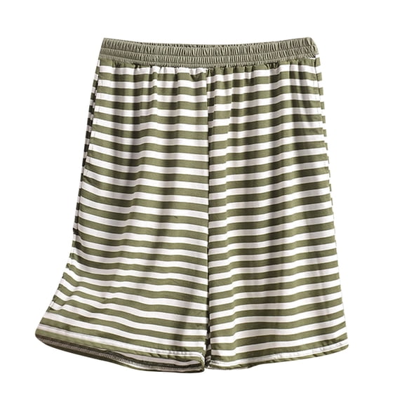 MGDXOX Women's Striped Elastic Waist Casual Loose Shorts Comfy Lounge Pajamas Shorts with Pockets Army Green XL
