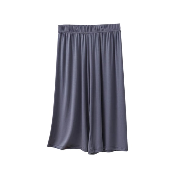 MGDXOX Women's Summer Soft Modal Lounge Capris Loose Fit Flowy Pajama Pants Lighweight Comfy Knee Length Sleep Trousers Dark Gray XL