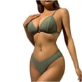 thumbnail image 1 of MGDXOX Women's Two Piece Push Up Bikini High Cut Solid Fashion Swimsuit Triangle Bathing Suit Cheeky Bikini Set Army Green S, 1 of 8