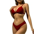thumbnail image 1 of MGDXOX Women's Two Piece Push Up Bikini High Cut Solid Fashion Swimsuit Triangle Bathing Suit Cheeky Bikini Set Red L, 1 of 7