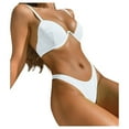 thumbnail image 1 of MGDXOX Women's Underwire Triangle Bikini Spaghetti Strap Push Up Swimsuit Cheeky Solid Two Piece Bathing Suit White S, 1 of 9