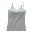 thumbnail image 1 of MGDXOX Women's V-Neck Cami Tank Top with Built-in Bra Thin Strap Sleeveless Blouse Supportive Casual Layering Top Gray S, 1 of 5