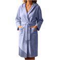 thumbnail image 1 of MGDXOX Women's Waffle Knit Hooded Bathrobe, Belted Spa Robe with Pockets, Soft Absorbent Lightweight Loungewear Blue Free Size, 1 of 6