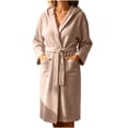 thumbnail image 1 of MGDXOX Women's Waffle Knit Hooded Bathrobe, Belted Spa Robe with Pockets, Soft Absorbent Lightweight Loungewear Coffee Free Size, 1 of 6