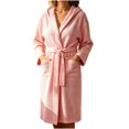 thumbnail image 1 of MGDXOX Women's Waffle Knit Hooded Bathrobe, Belted Spa Robe with Pockets, Soft Absorbent Lightweight Loungewear Pink Free Size, 1 of 6