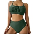 thumbnail image 1 of MGDXOX Womens Bikini Sets High Waisted Tummy Control Full Coverage Modest Swimsuit Solid Ruched Sporty 2 Piece Bathing Suits Green M, 1 of 6