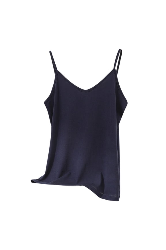 Womens Camisole Tank Tops Cotton Linen V-Neck Loose Causal Sleeveless Tops Summer Spaghetti Strap Cami Basic Shirts Navy XXL