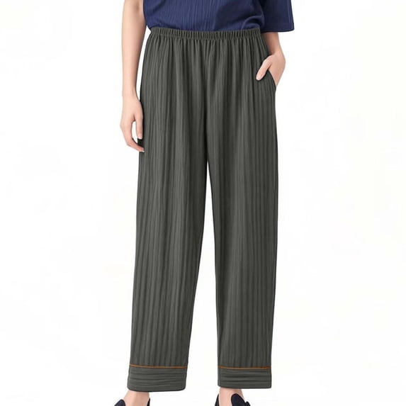 MGDXOX Womens Cotton Pajama Pants Lightweight Soft Lounge Sleep Bottoms Ribbed Knit Solid Color Pajamas Pant with Pockets Dark Gray XL