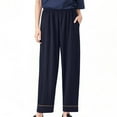 thumbnail image 1 of MGDXOX Womens Cotton Pajama Pants Lightweight Soft Lounge Sleep Bottoms Ribbed Knit Solid Color Pajamas Pant with Pockets Navy XXXL, 1 of 5