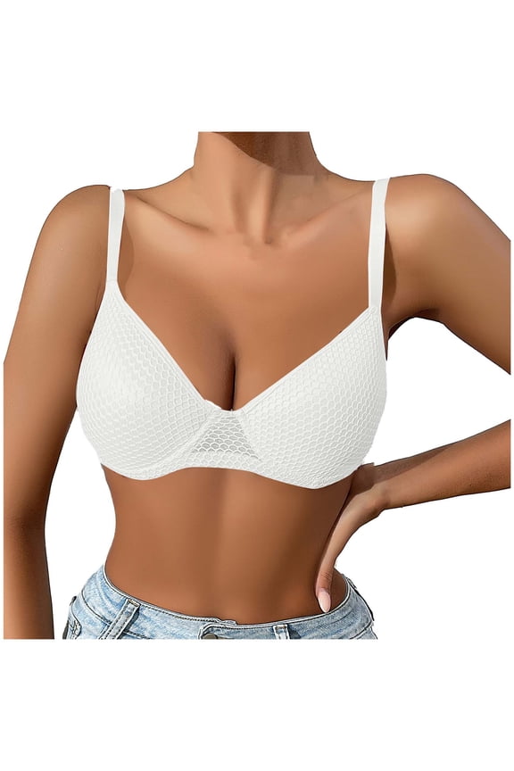 Womens Everyday Bras Spaghetti Straps Wireless Push Up Bra Supportive No Underwire Full Coverage Bralettes White XXL