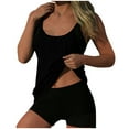 thumbnail image 1 of MGDXOX Womens Flowy Tankini Tops Modest Bathing Suit Loose Fit Two Piece Swimsuit Scoop Neck Swim Tops High Waisted Bottom Black M, 1 of 5