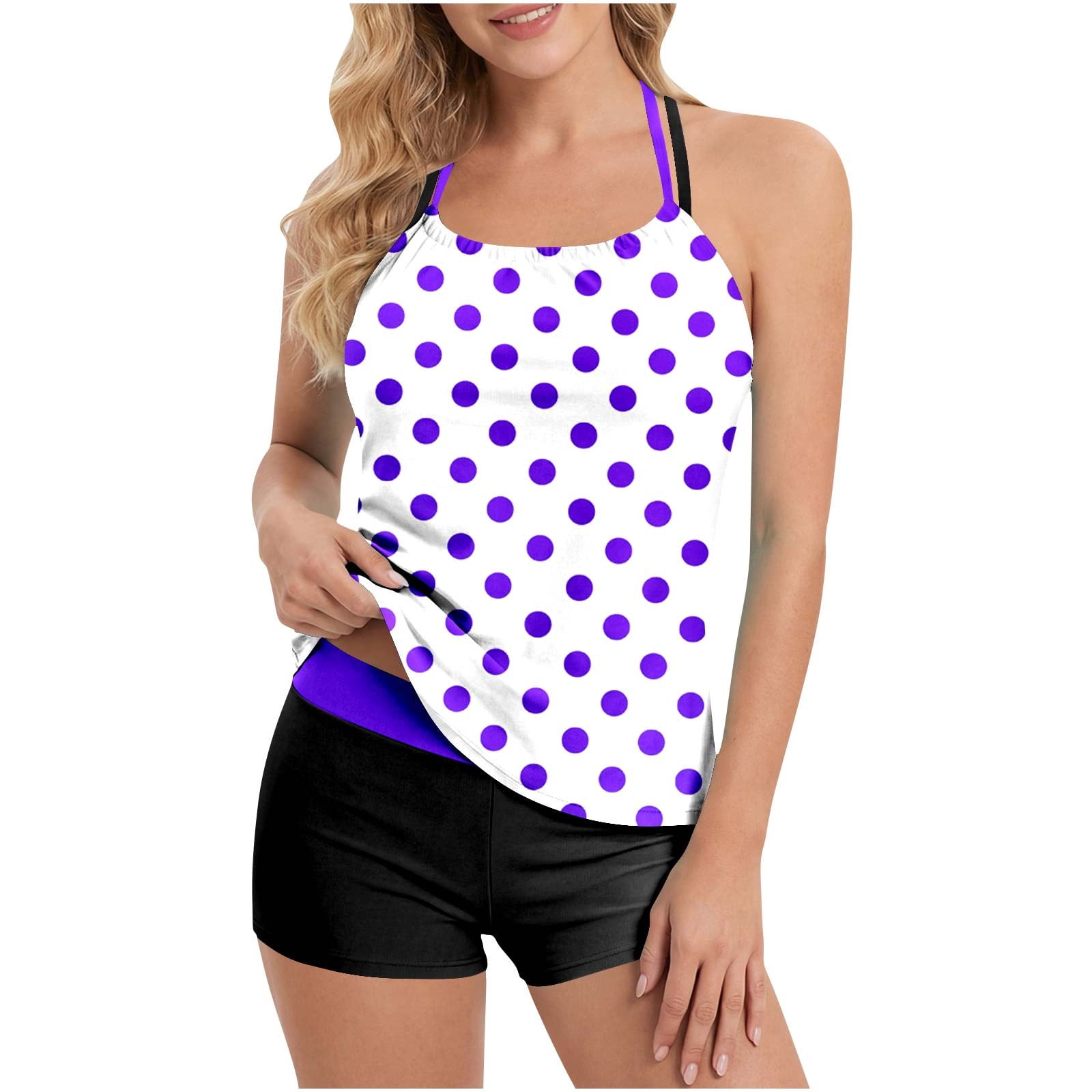 MGDXOX Womens Halter Tankni Swimsuits Vintage Polka Point Bathing Suits ...