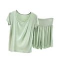 thumbnail image 1 of MGDXOX Womens Homewear Pajamas Sets 2 Piece Soft Short Sleeve Top Elastic Waisted Shorts Baggy Casual Comfy Nightwear Mint Green XXL, 1 of 5